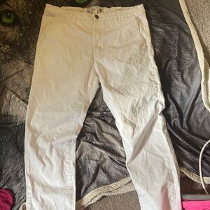 Paper Denim & Cloth White Chinos Flat Front Cotton